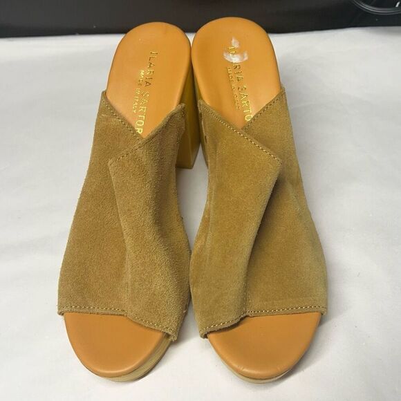 Ilaria Sartori Tan Suede Leather Clogs Size EU 39 US 8.5 Made in Italy NWOB - Picture 4 of 9